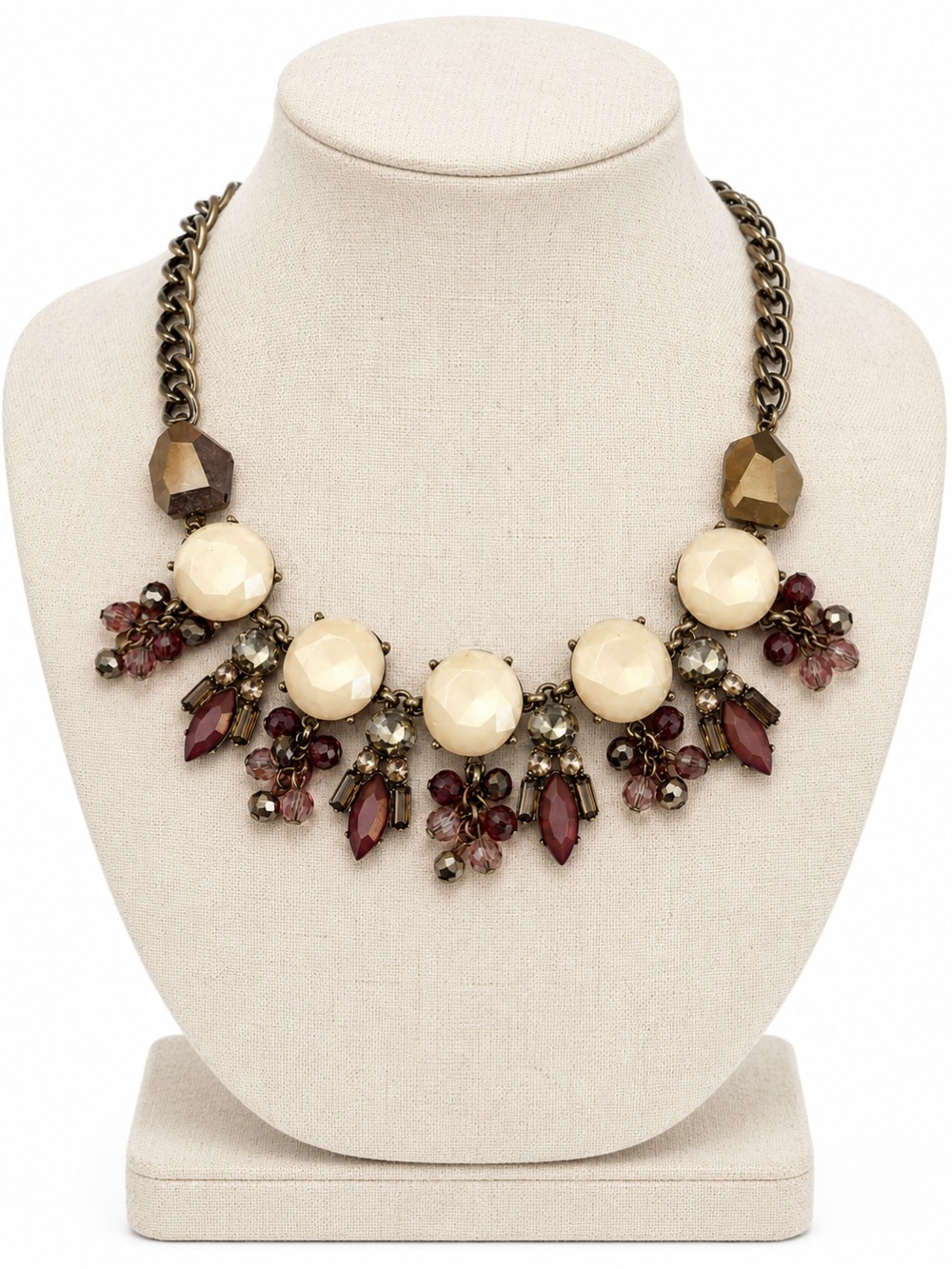 Lane Bryant Cream and Burgundy Statement Necklace